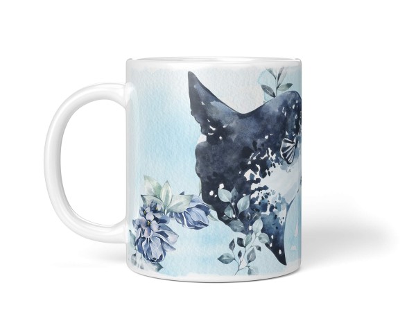 Paul Sinus Art Dekorative Tasse mit schönem Motiv Mondfisch Mond Vollmond Blumen Kunstvoll Aquarell Kostenlose Rückgabe