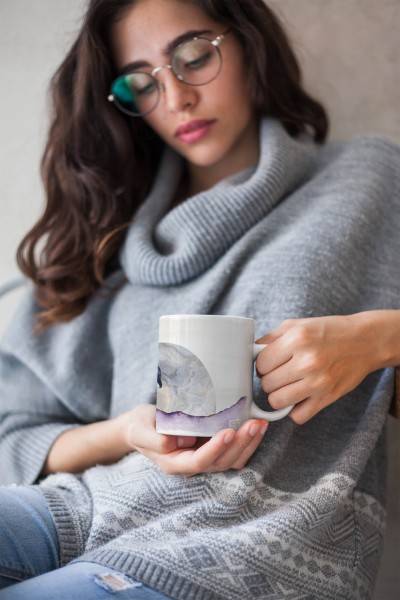 Paul Sinus Art Dekorative Tasse mit schönem Motiv Orca Schwertwal Aquarell Kunstvoll Mond Meer Wasserfarben Neueste Stile