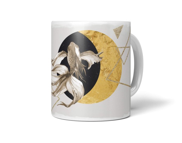 Paul Sinus Art Dekorative Tasse mit schönem Motiv Fisch Kampffisch schönem Design goldenen Elemente Halbmond