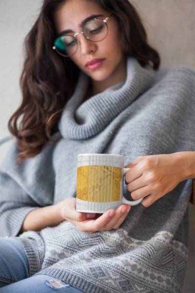 Paul Sinus Art Dekorative Tasse mit schönem Motiv einzigartiges Design goldene Elemente Silber Modern Nur für heute
