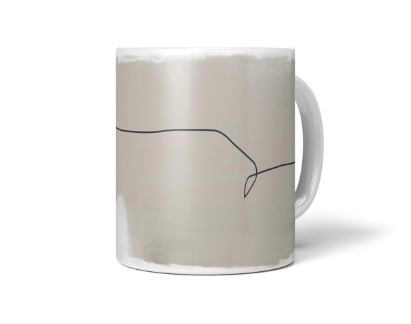 Paul Sinus Art Dekorative Tasse mit schönem Motiv abstraktes Design Pastelltöne Textur schwarzer Strich