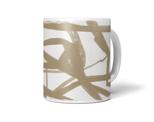 Paul Sinus Art Dekorative Tasse mit schönem Motiv abstraktes Muster Braun Beige Kunstvoll Modern