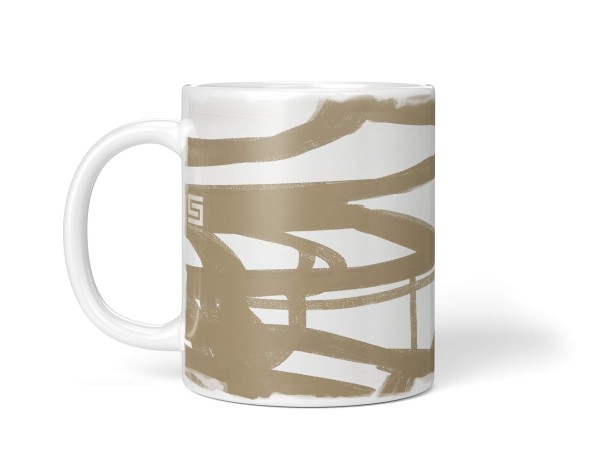 Paul Sinus Art Dekorative Tasse mit schönem Motiv abstraktes Muster Braun Beige Kunstvoll Modern Nur noch ein Tag übrig