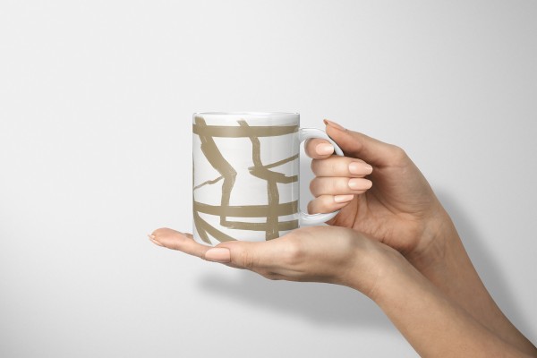 Paul Sinus Art Dekorative Tasse mit schönem Motiv abstraktes Muster Braun Beige Kunstvoll Modern Nur noch ein Tag übrig