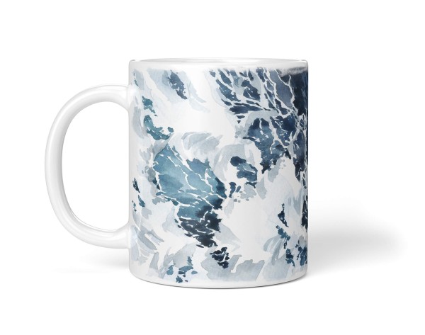 Paul Sinus Art Dekorative Tasse mit schönem Motiv Wasserfarben Meer Welle Kunstvoll Aquarell Blau Riesige Rabatte