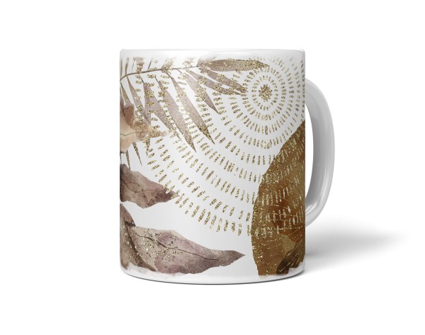 Paul Sinus Art Dekorative Tasse mit schönem Motiv Pflanzen Blätter goldene Elemente schönem Design