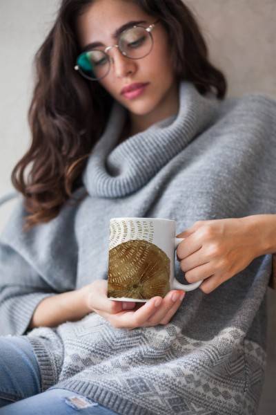 Paul Sinus Art Dekorative Tasse mit schönem Motiv Pflanzen Blätter goldene Elemente schönem Design Speichern exportieren