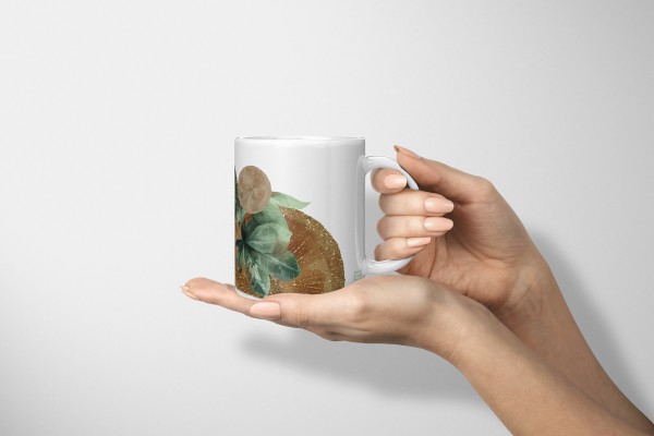 Paul Sinus Art Dekorative Tasse mit schönem Motiv einzigartiges Design Kreise Braun Gold Pflanzen Blätter Black Friday Preise
