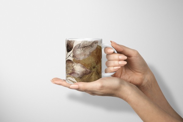 Paul Sinus Art Dekorative Tasse mit schönem Motiv schönem Design Muster Kreise Pflanzen Blätter Gold Braun 50% Rabatt für begrenzte Zeit