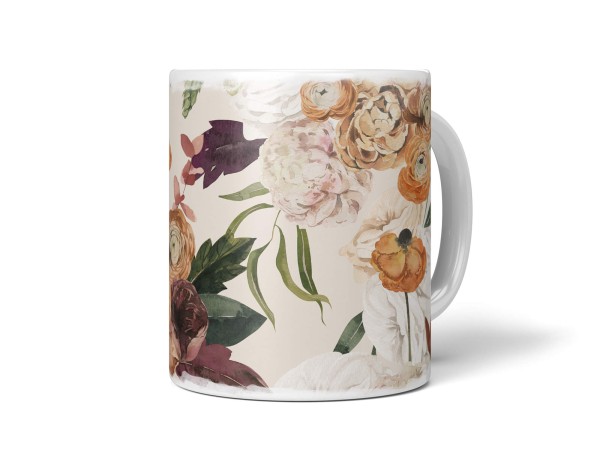 Paul Sinus Art Dekorative Tasse mit schönem Motiv Blumen Blumenstrauß Vintage Pastelltöne Bouquet
