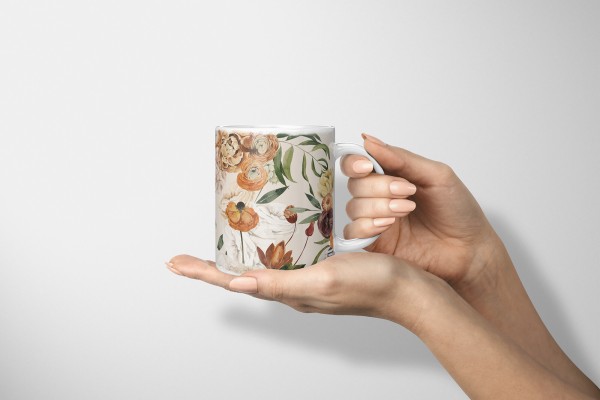 Paul Sinus Art Dekorative Tasse mit schönem Motiv Blumen Blumenstrauß Vintage Pastelltöne Bouquet Auslauf