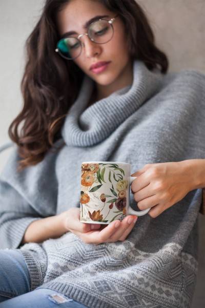 Paul Sinus Art Dekorative Tasse mit schönem Motiv Blumen Blumenstrauß Vintage Pastelltöne Bouquet Auslauf