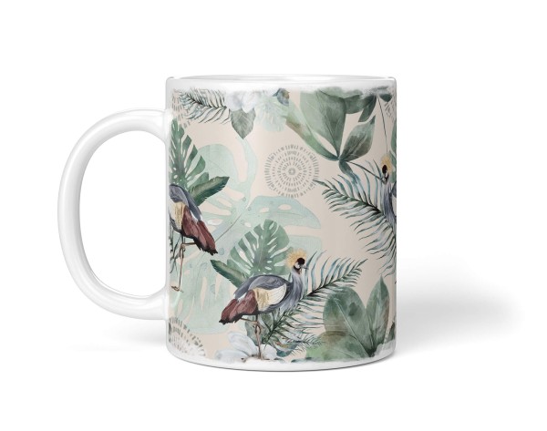 Paul Sinus Art Dekorative Tasse mit schönem Motiv schönem Design Muster Kranich Pflanzen Pastelltöne Vintage Angebote