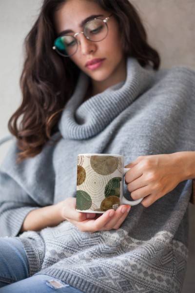 Paul Sinus Art Dekorative Tasse mit schönem Motiv schönem Design Muster Kreise goldene Elemente Brauntöne Hotsell