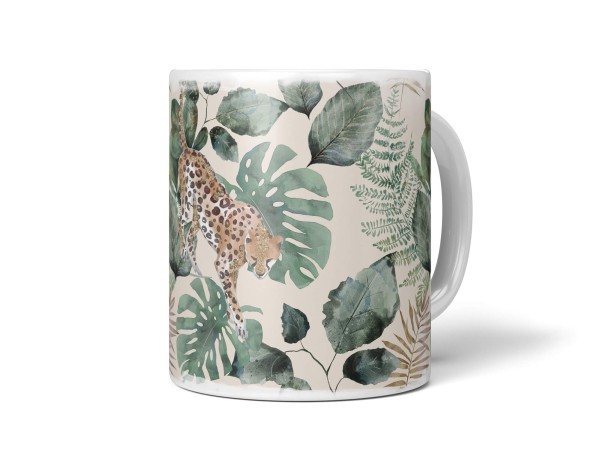 Paul Sinus Art Dekorative Tasse mit schönem Motiv Dschungel exotische Pflanzen Jaguar Muster Design