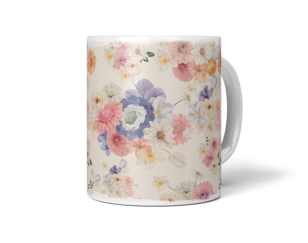 Paul Sinus Art Dekorative Tasse mit schönem Motiv Blumen Blumenmuster Vintage Pastelltöne Sommer