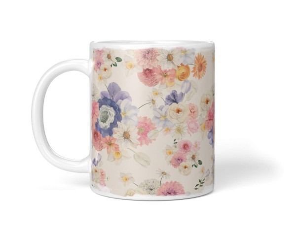 Paul Sinus Art Dekorative Tasse mit schönem Motiv Blumen Blumenmuster Vintage Pastelltöne Sommer Fabrikverkauf