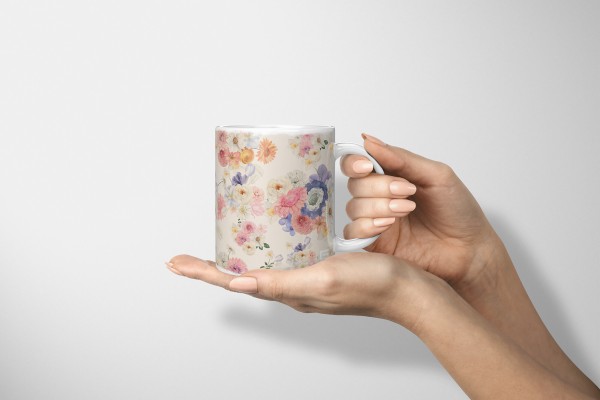 Paul Sinus Art Dekorative Tasse mit schönem Motiv Blumen Blumenmuster Vintage Pastelltöne Sommer Fabrikverkauf
