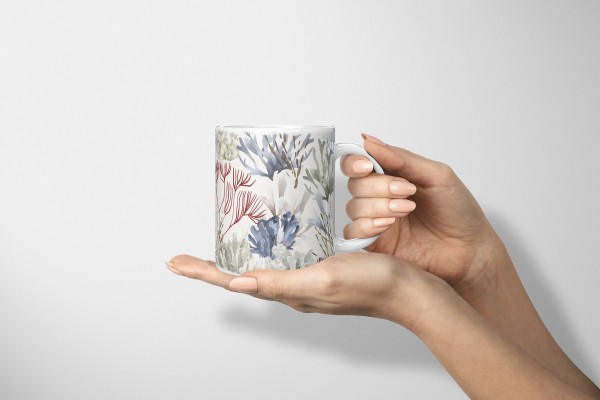Paul Sinus Art Dekorative Tasse mit schönem Motiv Korallenmuster unter Wasser Design Wasserfarben Meist gekauft