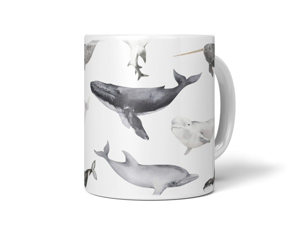 Paul Sinus Art Dekorative Tasse mit schönem Motiv Meerestiere Wale Delfine Muster Killerwal Buckelwal