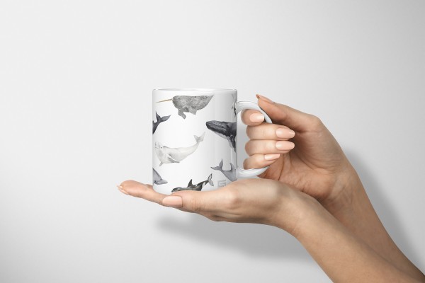 Paul Sinus Art Dekorative Tasse mit schönem Motiv Meerestiere Wale Delfine Muster Killerwal Buckelwal Blitzverkäufe