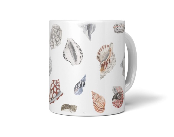 Paul Sinus Art Dekorative Tasse mit schönem Motiv Meeresschnecken Muscheln Muster Wasserfarben Design