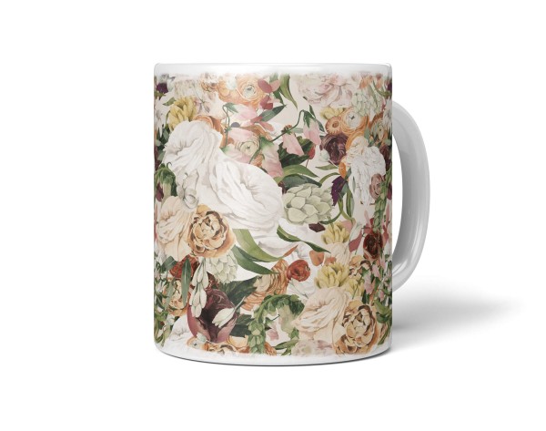Paul Sinus Art Dekorative Tasse mit schönem Motiv Blumen Blüten Blumenmuster Vintage Pastelltöne