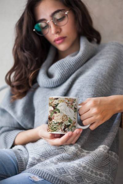 Paul Sinus Art Dekorative Tasse mit schönem Motiv Blumen Blüten Blumenmuster Vintage Pastelltöne Fabrikpreis