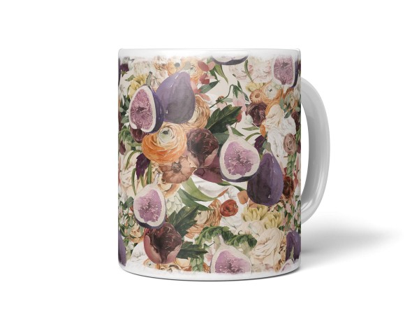 Paul Sinus Art Dekorative Tasse mit schönem Motiv Blumen Blumenmuster exotische Früchte einzigartiges Design