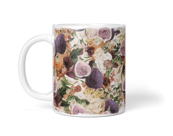Paul Sinus Art Dekorative Tasse mit schönem Motiv Blumen Blumenmuster exotische Früchte einzigartiges Design Sonderangebot
