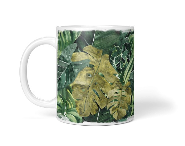 Paul Sinus Art Dekorative Tasse mit schönem Motiv Dschungel exotische Blätter Pflanzen Grün Design Rabatt