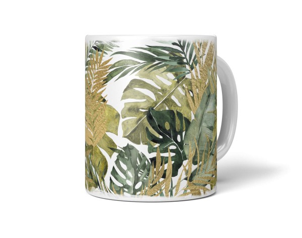 Paul Sinus Art Dekorative Tasse mit schönem Motiv Tropische Pflanzen Gold schönem Design Kunstvoll