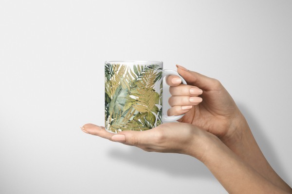 Paul Sinus Art Dekorative Tasse mit schönem Motiv Tropische Pflanzen Gold schönem Design Kunstvoll Günstig kaufen