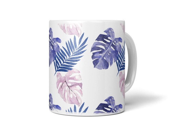 Paul Sinus Art Dekorative Tasse mit schönem Motiv Monstera Fensterblatt Pflanzen Muster Design Hell