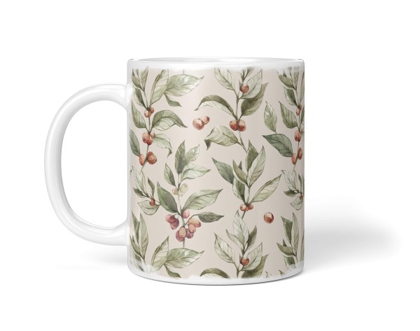Paul Sinus Art Dekorative Tasse mit schönem Motiv Pflanzen Pflanzenmuster Beige Vintage Pastelltöne Begrenztes Angebot
