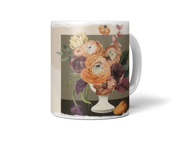 Paul Sinus Art Dekorative Tasse mit schönem Motiv Vintage Blumenstrauß Vase Pastelltöne Bouquet