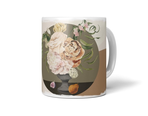 Paul Sinus Art Dekorative Tasse mit schönem Motiv Vintage Pastelltöne Blumen Blumenstrauß Vase Bouquet