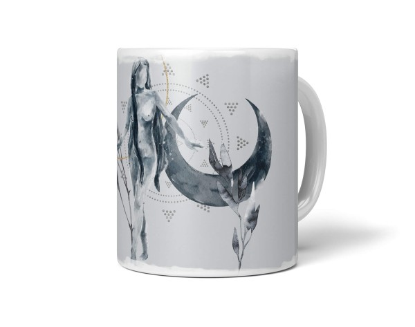 Paul Sinus Art Dekorative Tasse mit schönem Motiv junge Frau Mond Wasserfarben Mystisch Aquarell