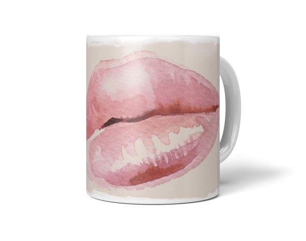 Paul Sinus Art Dekorative Tasse mit schönem Motiv rote Lippen Lippenstift Wasserfarben Aquarell