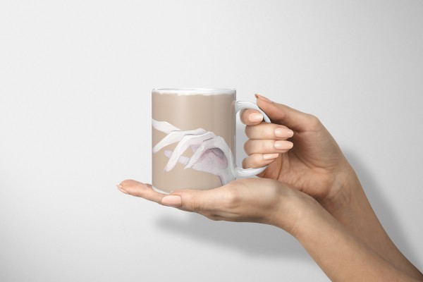 Paul Sinus Art Dekorative Tasse mit schönem Motiv zwei weiße Hände Berührung Wasserfarben Vintage Zeitlich begrenztes Angebot