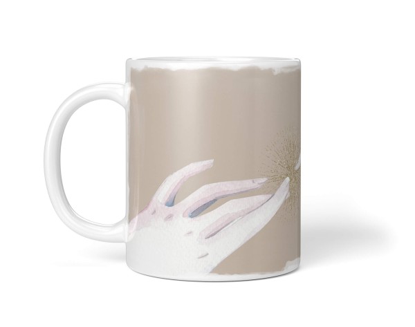Paul Sinus Art Dekorative Tasse mit schönem Motiv zwei Hände Berührung Wasserfarben Pastelltöne Exklusive Angebote