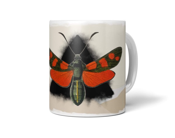 Paul Sinus Art Dekorative Tasse mit schönem Motiv roter Netzflügler schönem Design Schwarz Beige