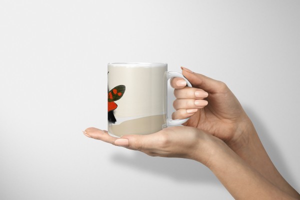Paul Sinus Art Dekorative Tasse mit schönem Motiv roter Netzflügler schönem Design Schwarz Beige Bestseller