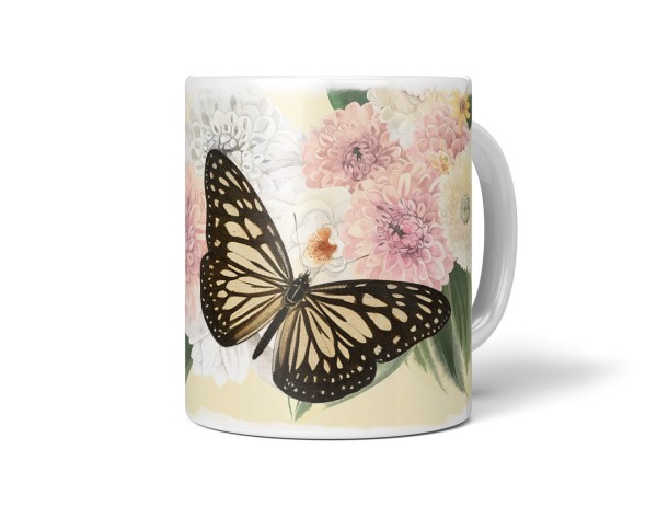 Paul Sinus Art Dekorative Tasse mit schönem Motiv Schmetterling Blumen Blumenstrauß Vintage Sommer
