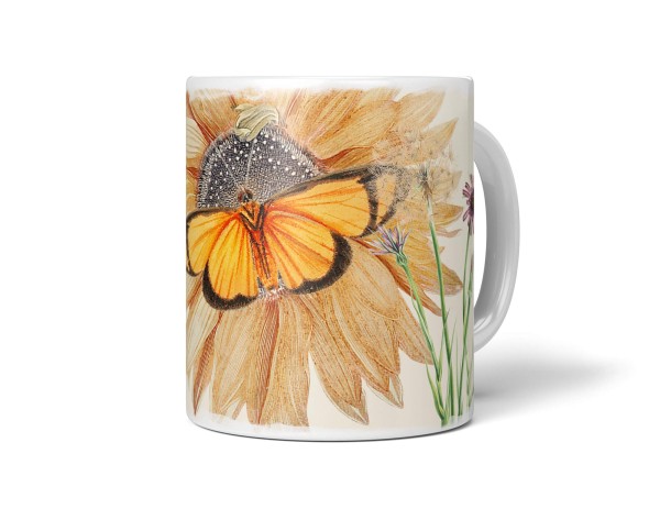 Paul Sinus Art Dekorative Tasse mit schönem Motiv Schmetterling Sonnenblume Sommer Vintage Kunstvoll