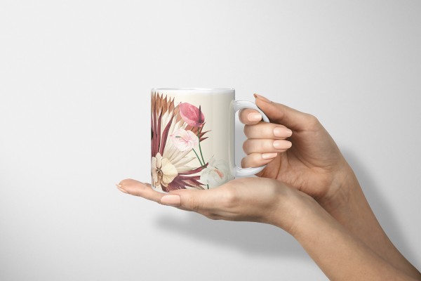 Paul Sinus Art Dekorative Tasse mit schönem Motiv Schmetterling Blumen Blüten Exotisch Vintage Pastelltöne Tiefpreis