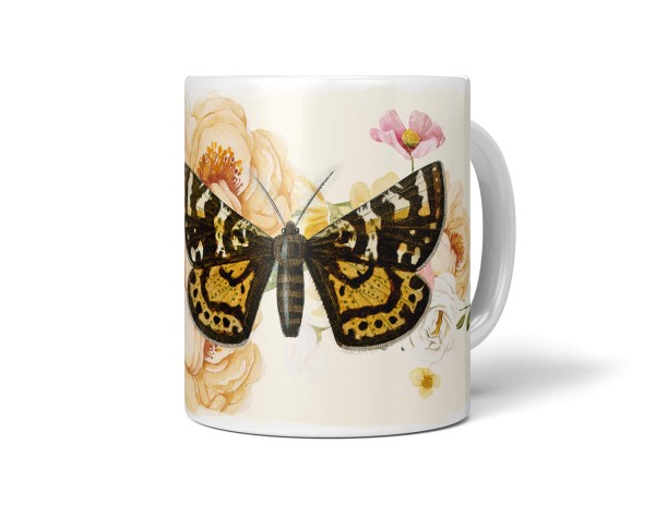 Paul Sinus Art Dekorative Tasse mit schönem Motiv Schmetterling Blumen Blüten Frühling Vintage Kunstvoll