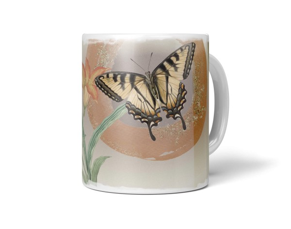 Paul Sinus Art Dekorative Tasse mit schönem Motiv Schmetterling Blume Vintage Pastelltöne Design
