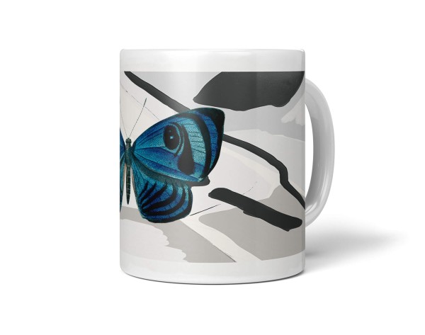 Paul Sinus Art Dekorative Tasse mit schönem Motiv blauer Schmetterling einzigartiges Design Kunstvoll