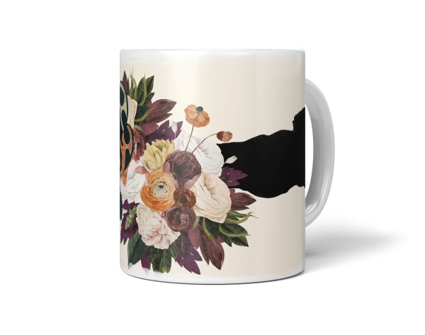 Paul Sinus Art Dekorative Tasse mit schönem Motiv Schmetterling Blumen schönem Design Schwarz Beige